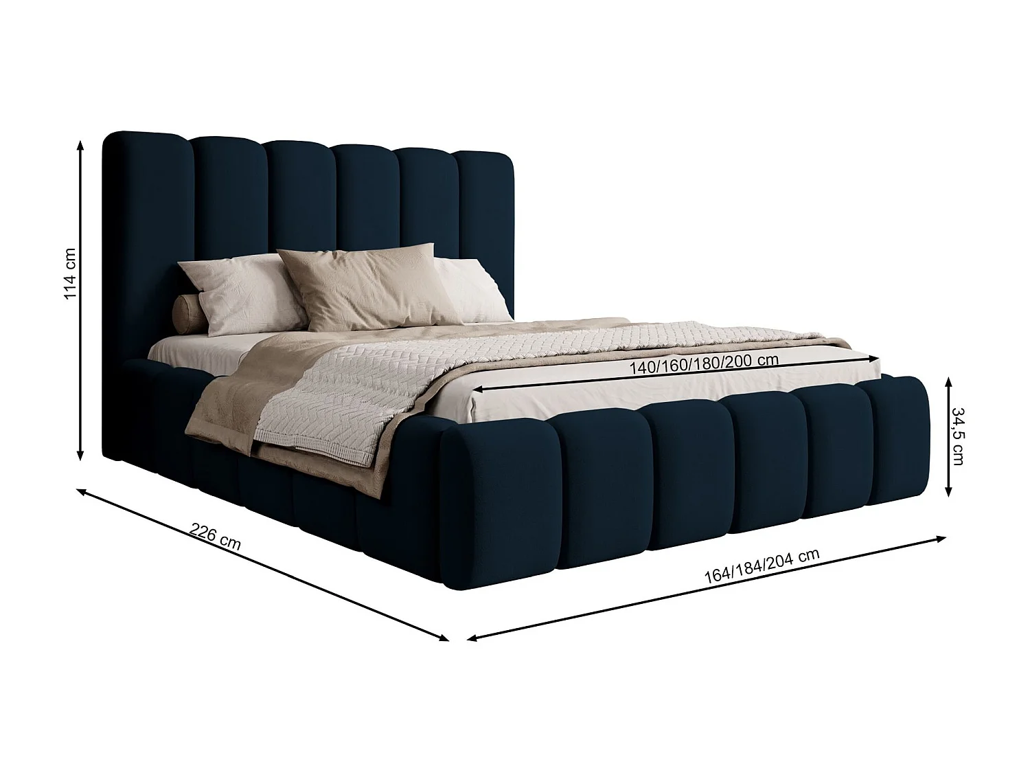 Opbergbed - 180x200 cm - in saliegroene fluwelen stof - BISCOTTINO