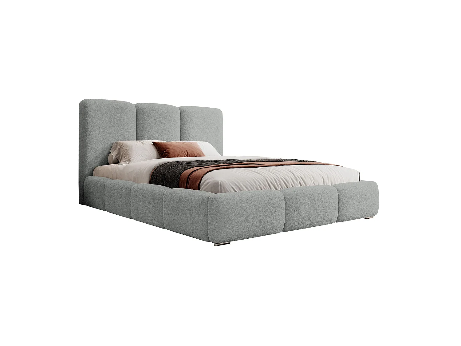 Opbergbed - 160x200 cm - in lichtgrijze badstof - BAURO