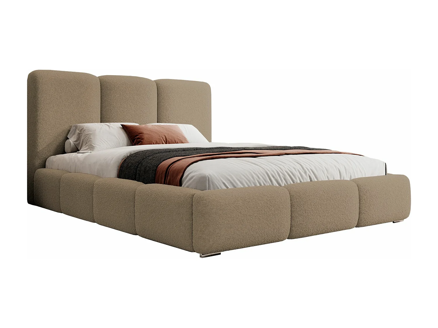 Opbergbed - 160x200 cm - in lichtbruine badstof - BAURO