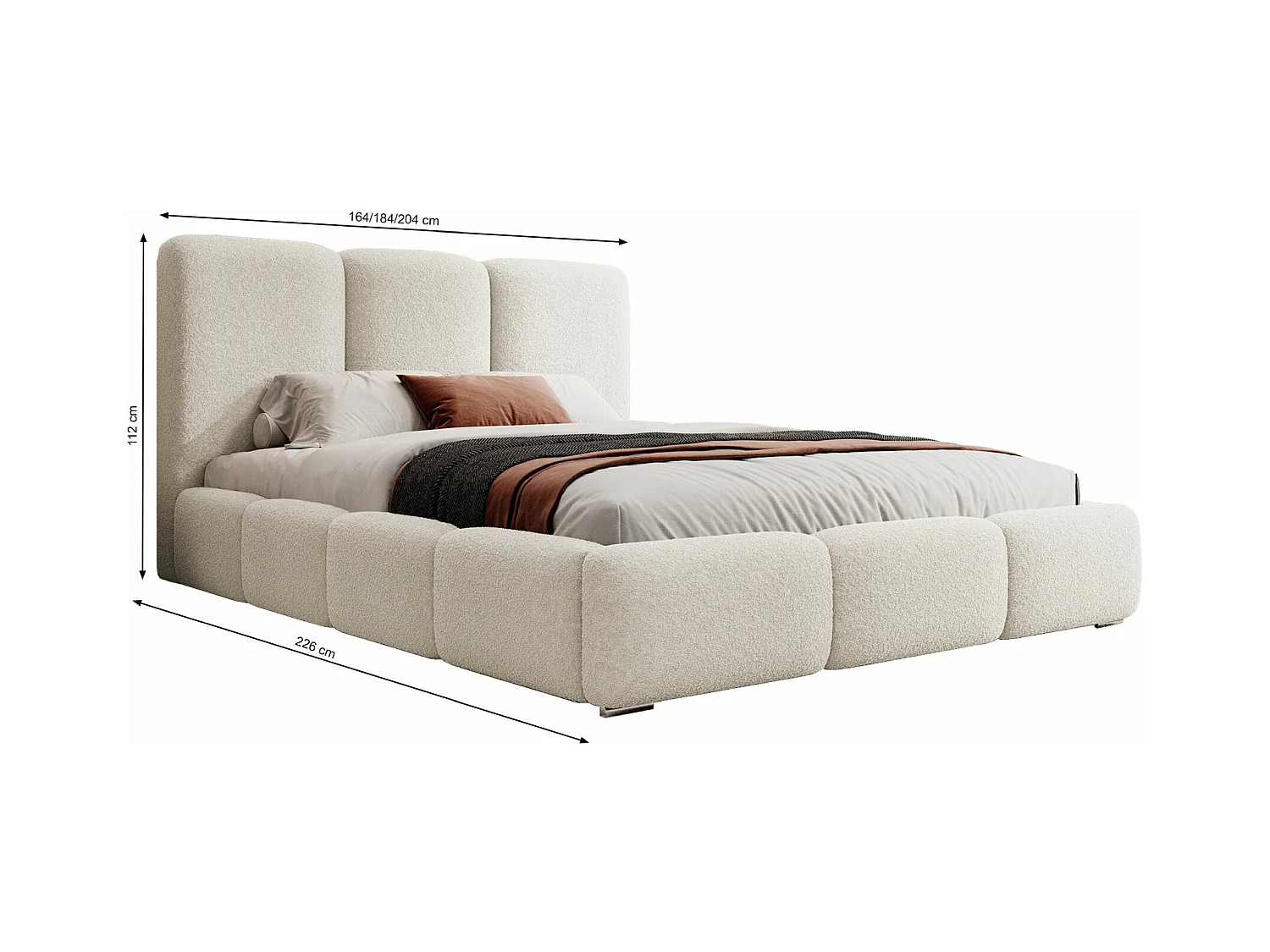 Lit coffre - 140x200 cm - en velours côtelé gris-beige - BAURO