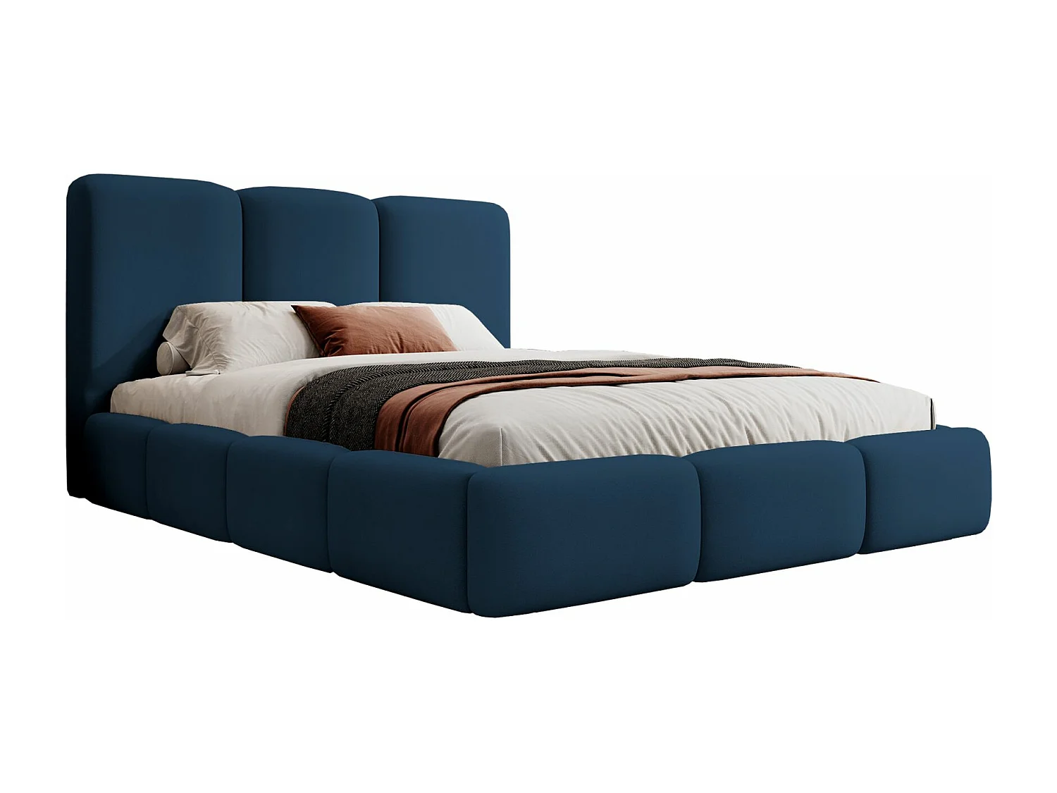 Lit coffre - 140x200 cm - en tissu velours graphite - BAURO