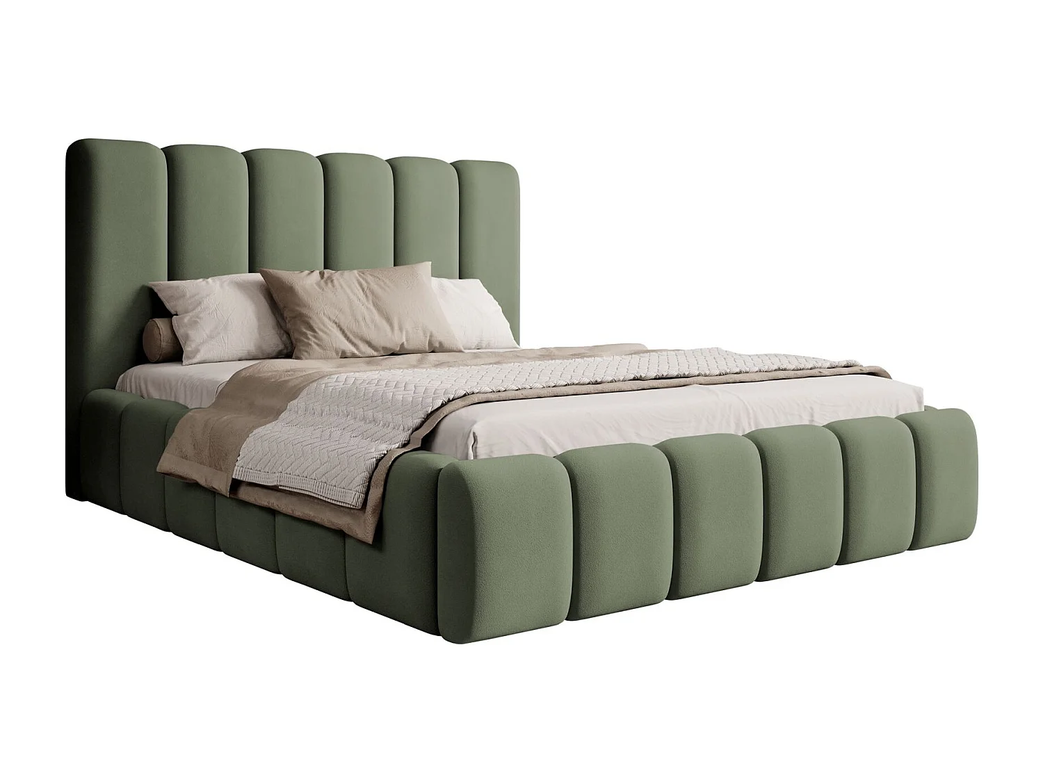 Opbergbed - 160x200 cm - in saliegroene fluwelen stof - BISCOTTINO