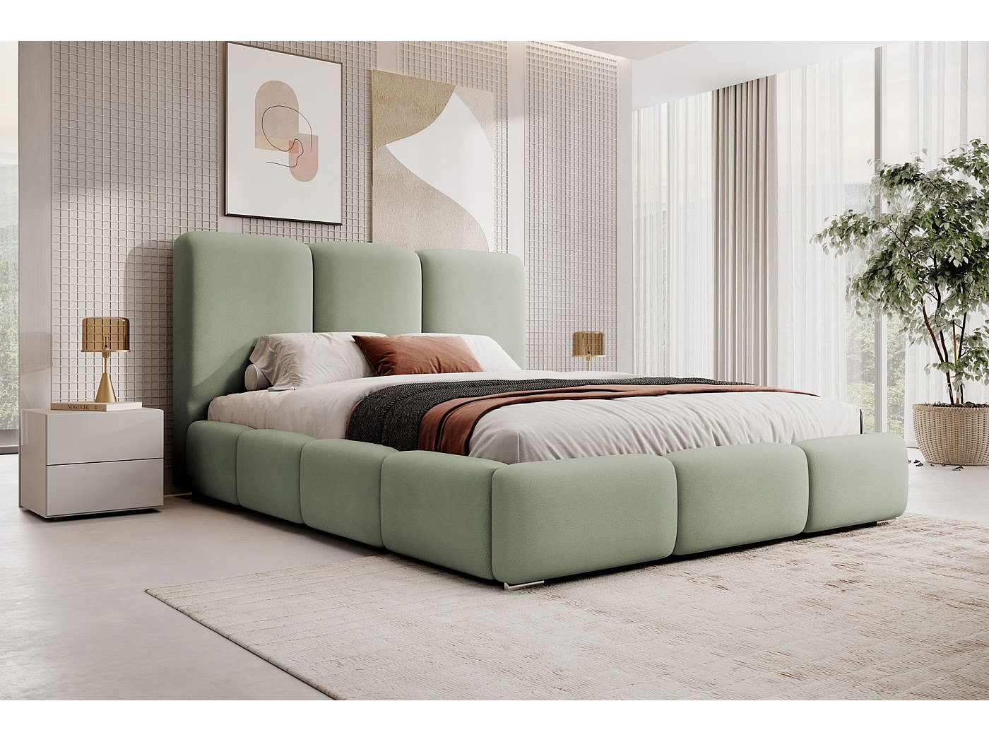 Lit Coffre Velours 160x200