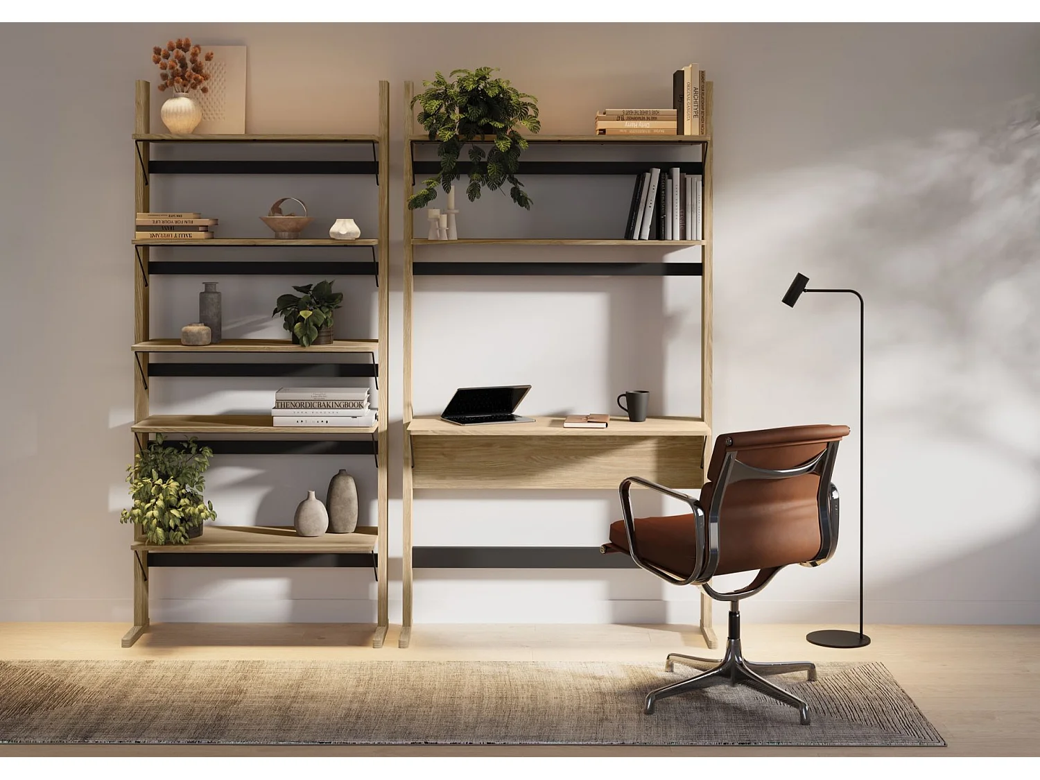 Bureau avec 2 tiroirs - 131 cm - chêne huilé - OLLIE