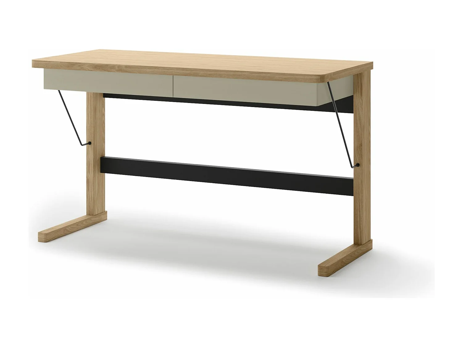 Bureau avec 2 tiroirs - 131 cm - chêne huilé - OLLIE