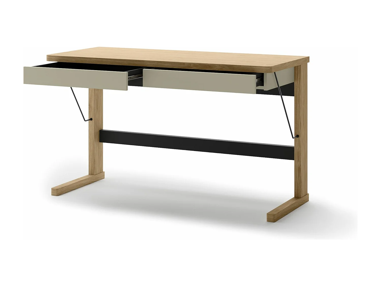 Bureau avec 2 tiroirs - 131 cm - chêne huilé - OLLIE