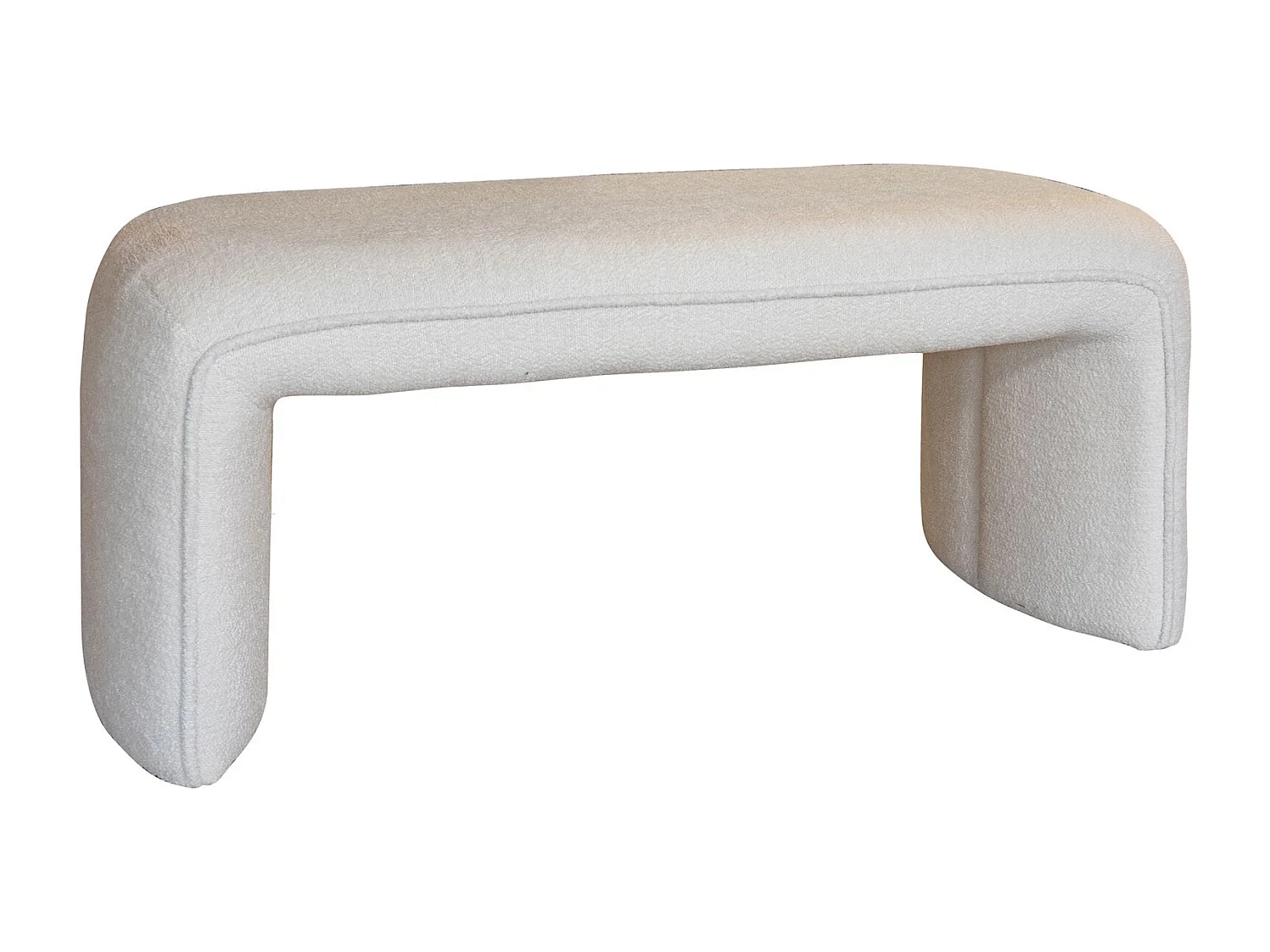 Now's Home - Banc En Tissu Bouclette écru Avec Surpiqure 100x41x44cm  Malo