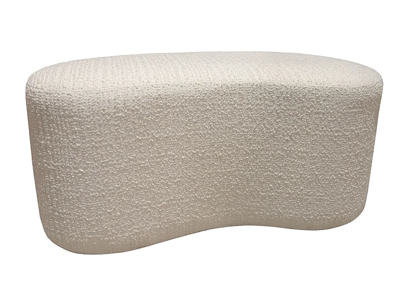 Now's Home - Banc Incurve  Bouclette Ecru  Sturcture Bois 101x56x47cm Malo