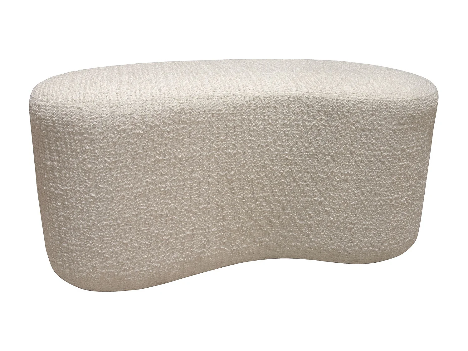 Now's Home - Banc Incurvé  Bouclette écru  Sturcture Bois 101x56x47cm Malo