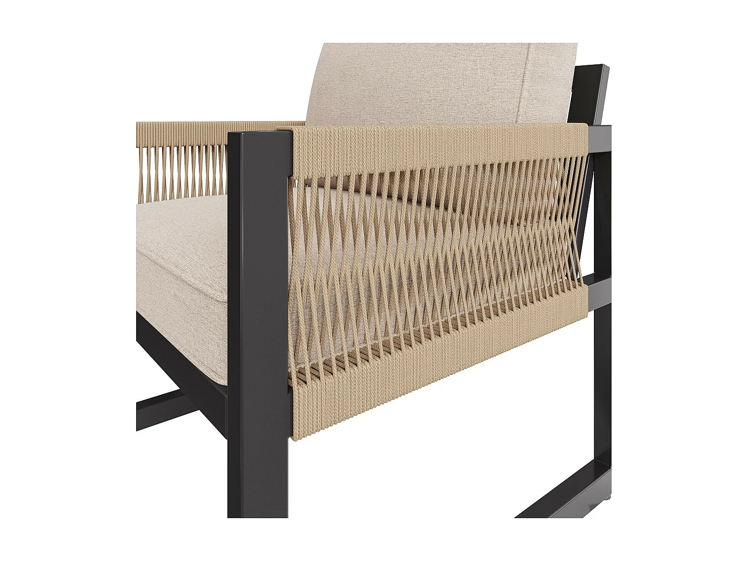 Metallgartenmöbel, modulares Sofa und Couchtisch mit 2 Sesseln, 7-8 Sitze, Beige