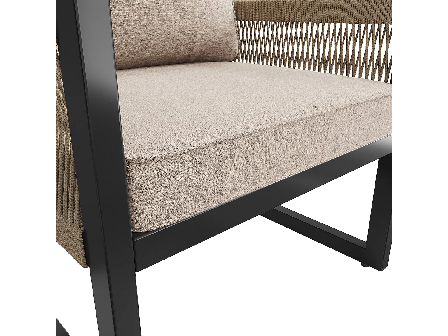 Metallgartenmöbel, modulares Sofa und Couchtisch mit 2 Sesseln, 7-8 Sitze, Beige