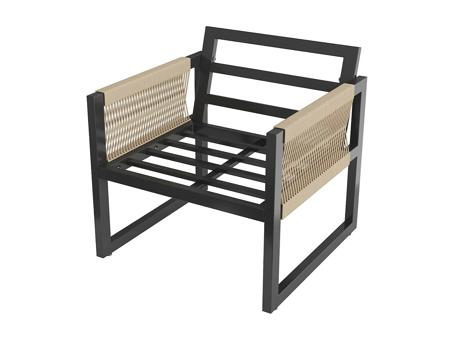 Metallgartenmöbel, modulares Sofa und Couchtisch mit 2 Sesseln, 7-8 Sitze, Beige