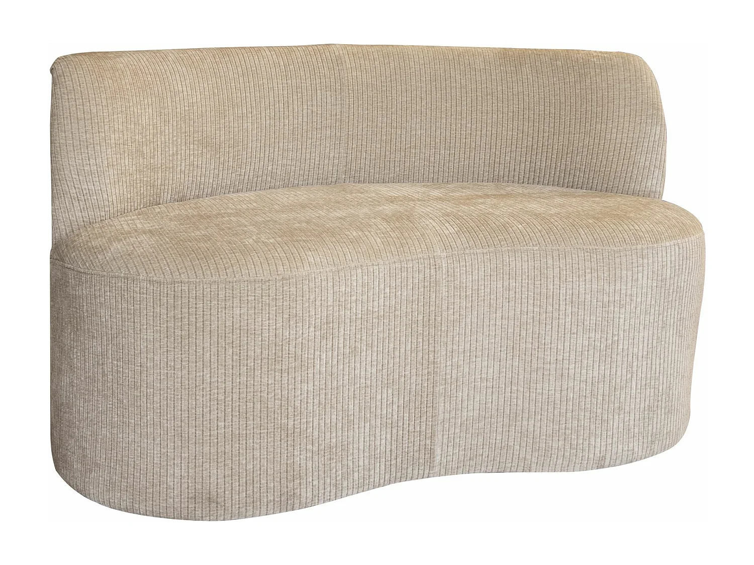 Now's Home - Canape En Velours Beige Cotele Organique 120x70x71cm Come