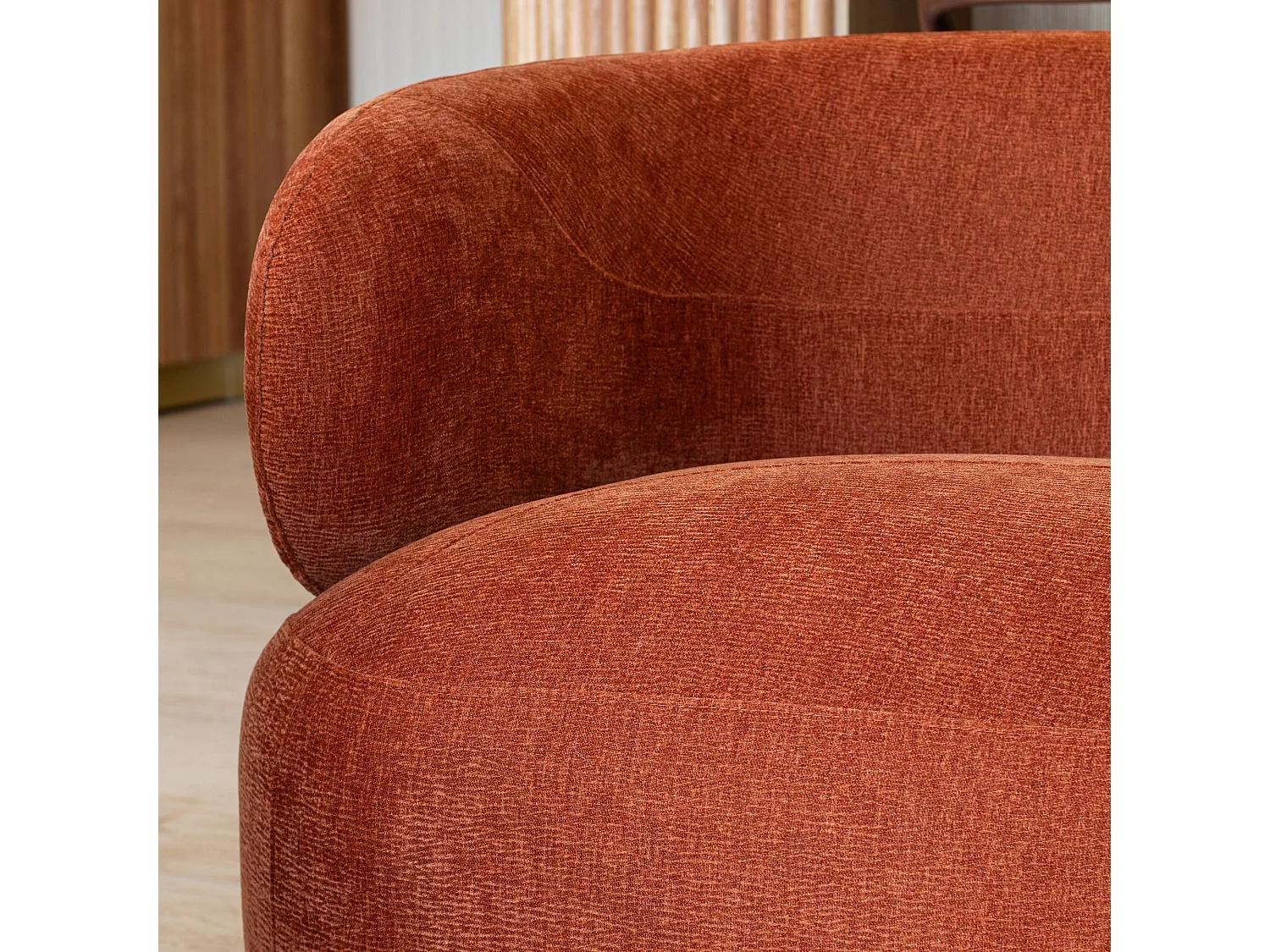 Now's Home - Canape En Velours Texture Terracotta 231x91x78cm Glove