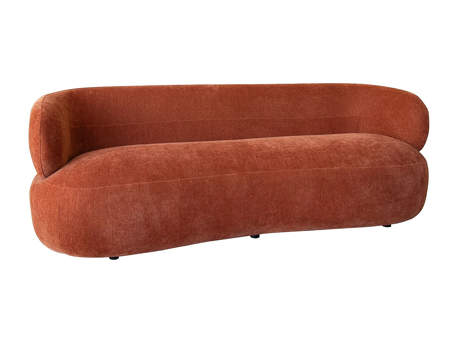 Now's Home - Canape En Velours Texture Terracotta 231x91x78cm Glove