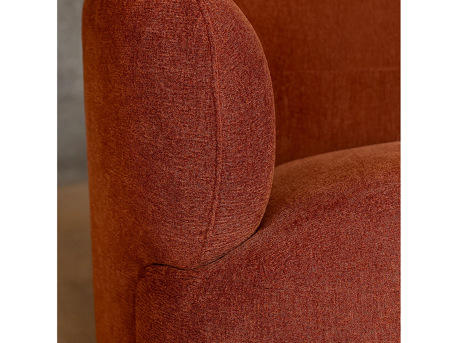 Now's Home - Canapé En Velours Texturé Terracotta 231x91x78cm Glove