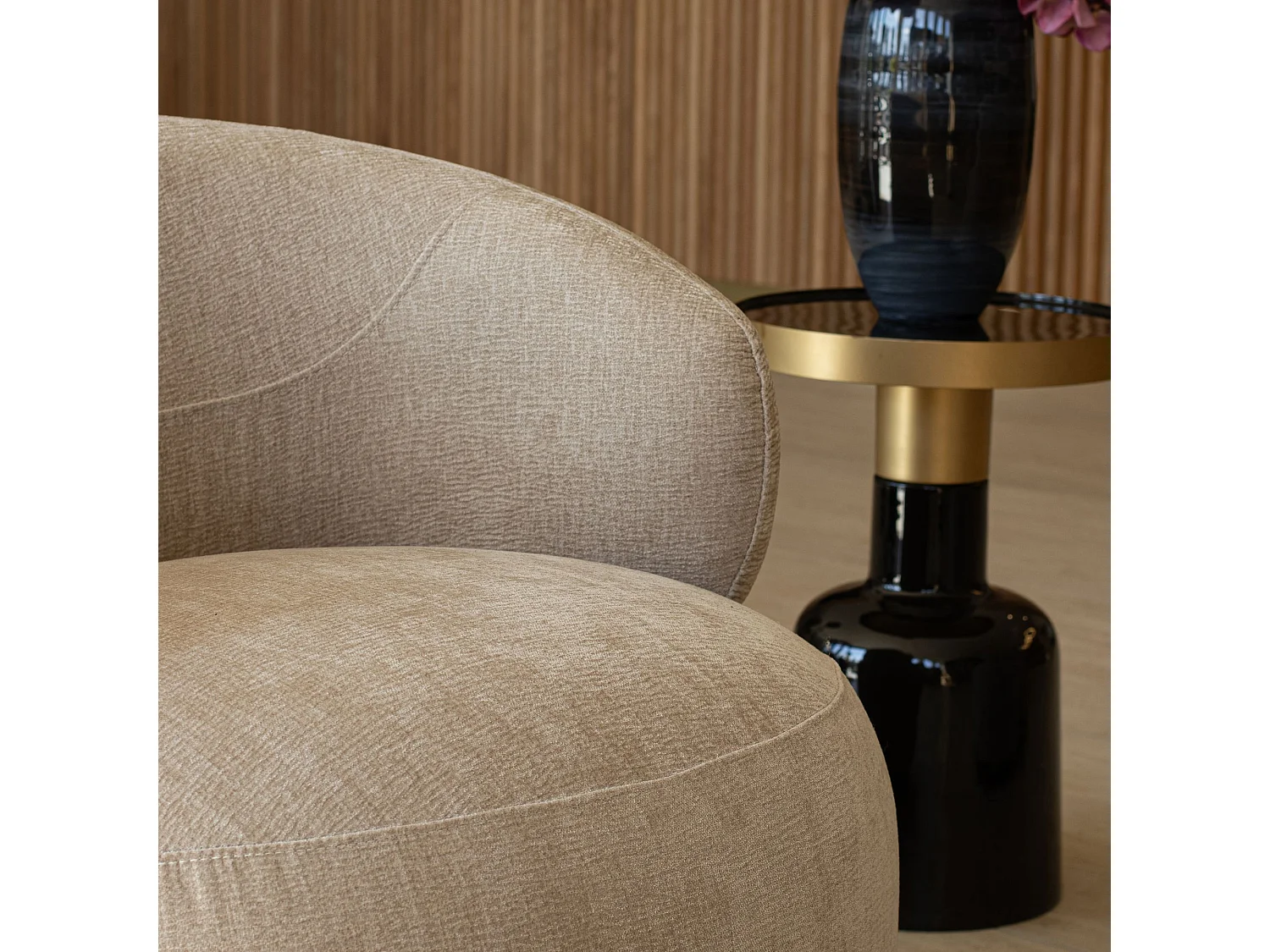 Now's Home - Canape En Velours Texture Beige 231x91x78 Cm Glove