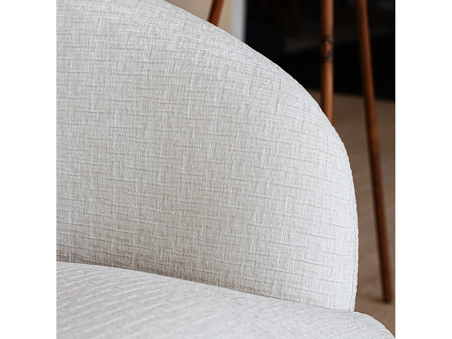 Now's Home - Canapé En Velours Texturé écru 203x94x72cm Huton