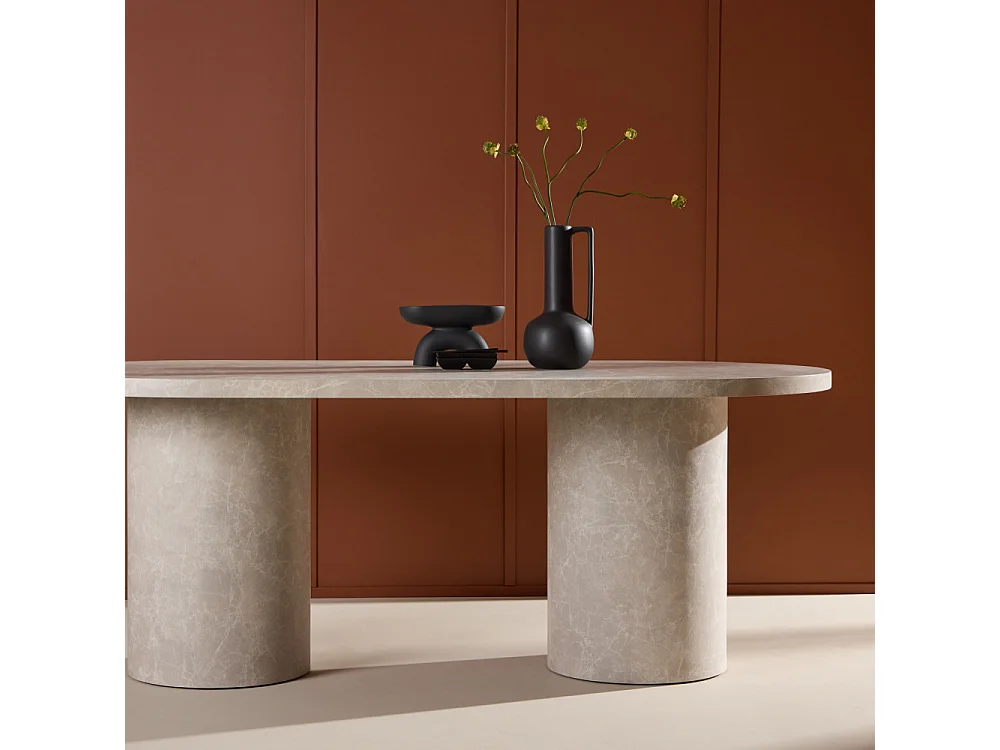 Table à Manger Effet Marbre "Narvik" 200cm Beige