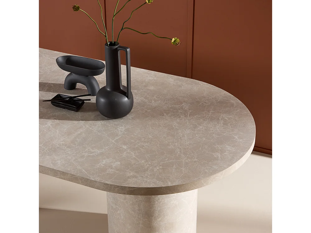 Table à Manger Effet Marbre "Narvik" 200cm Beige