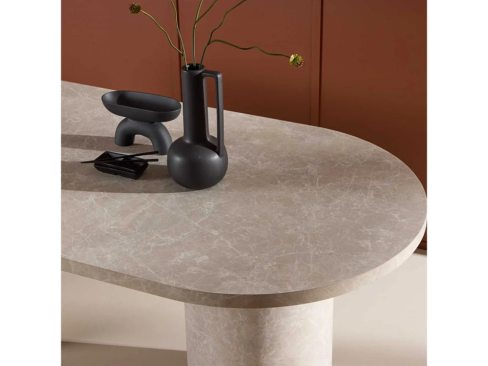 Table à Manger Effet Marbre "Narvik" 200cm Beige