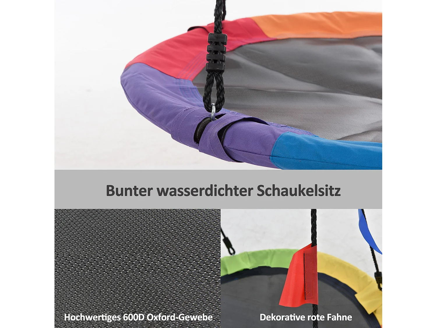 Giochi all'aperto 3 in 1, con nido di uccello rotondo Ø100 cm, scala di arrampicata, da 3 a 8 anni, 287x180x188 cm