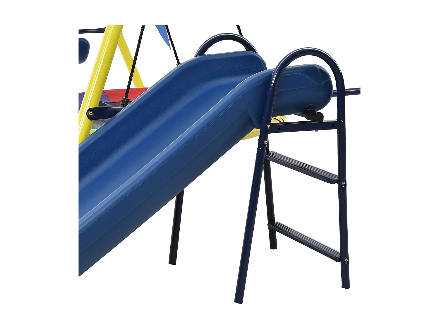 4 in 1 partite all'aperto, con 2 altalene, basket, cestino da basket e scivolo, 3-8 anni, 311x183x213cm