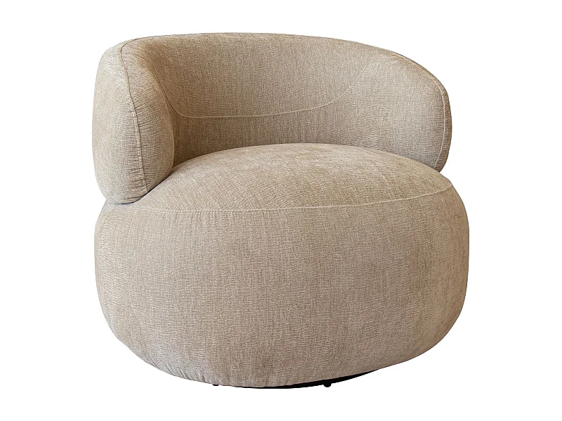 Now's Home - Fauteuil Pivotant En Velours Texture Beige 82x85x72cm Glove