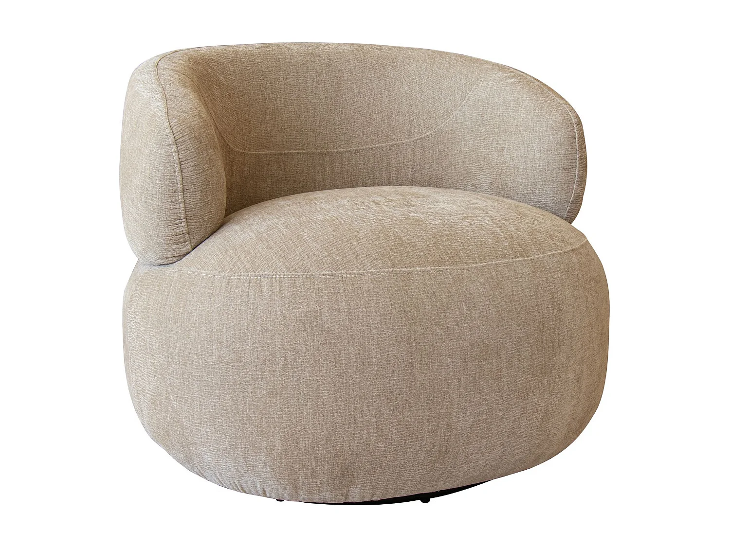 Now's Home - Fauteuil Pivotant En Velours Texturé Beige 82x85x72cm Glove