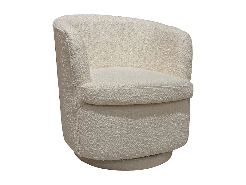 Now's Home - Fauteuil  Pivotant En Bouclette Ecru 73.5x73x77cm Malo