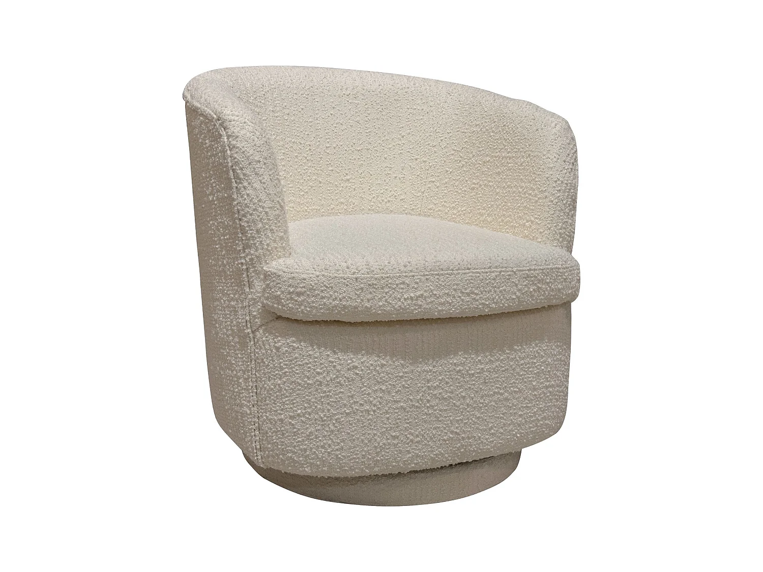 Now's Home - Fauteuil  Pivotant En Bouclette Ecru 73.5x73x77cm Malo