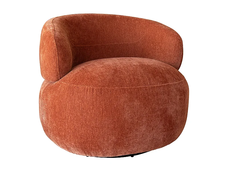 Now's Home - Fauteuil Pivotant En Velours Texture Terracot Ta 82x85x72cm Glove