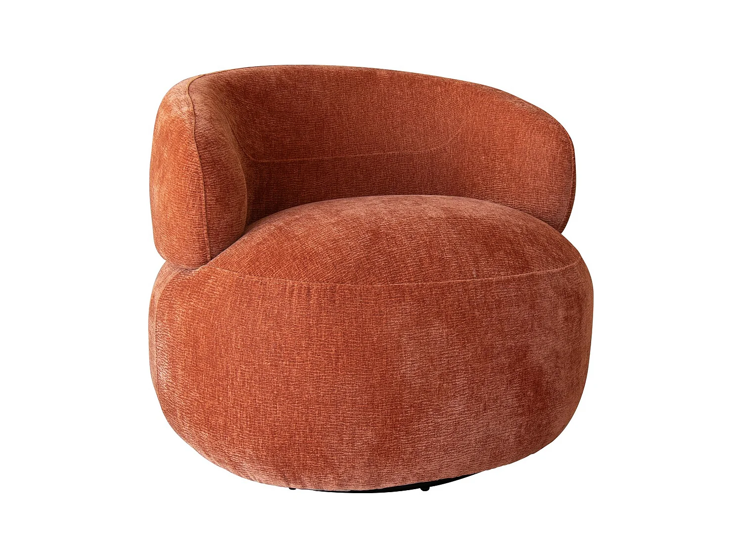 Now's Home - Fauteuil Pivotant En Velours Texture Terracot Ta 82x85x72cm Glove