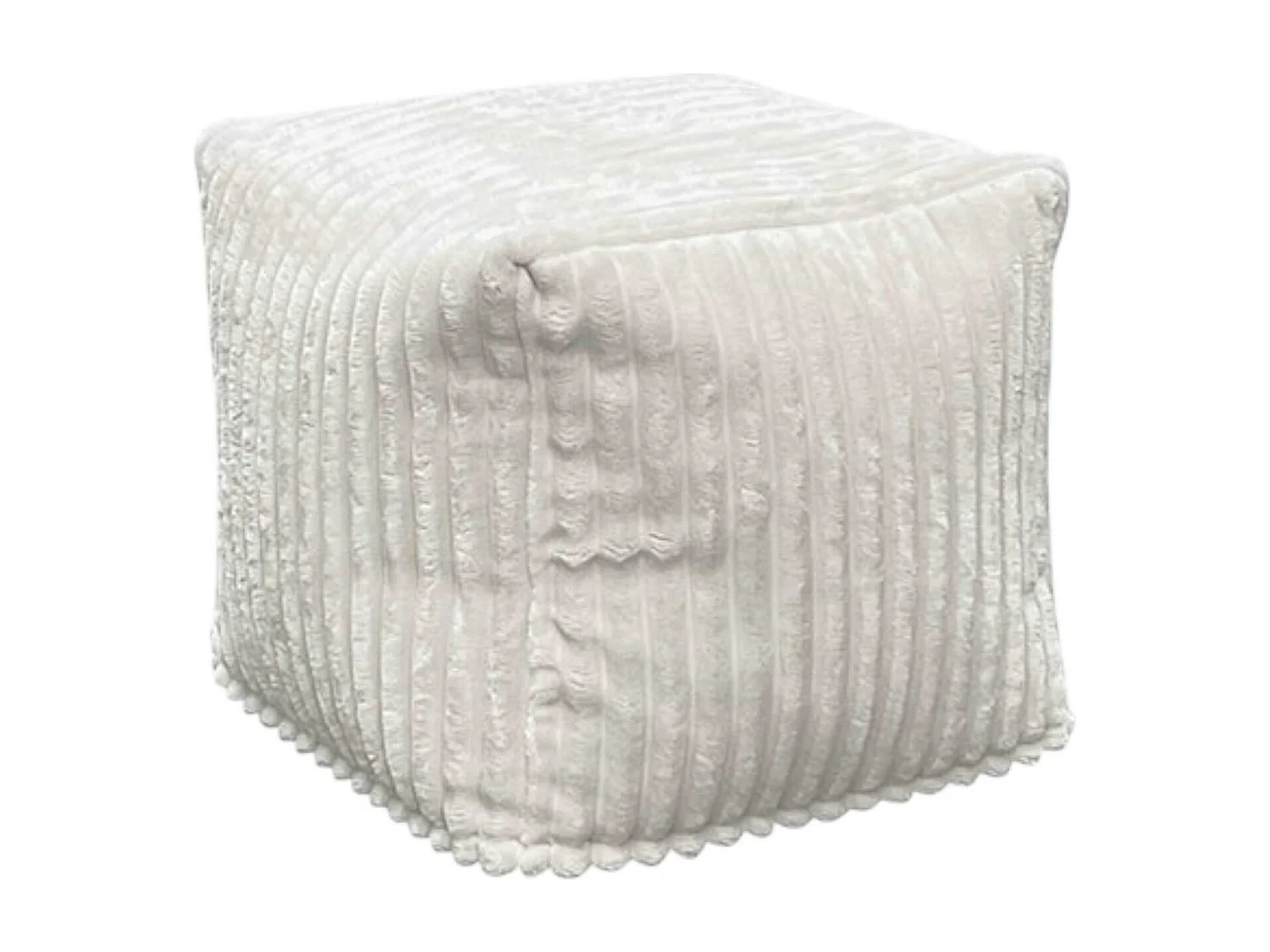 Pouf carré velours grosses côtes blanc VISBY