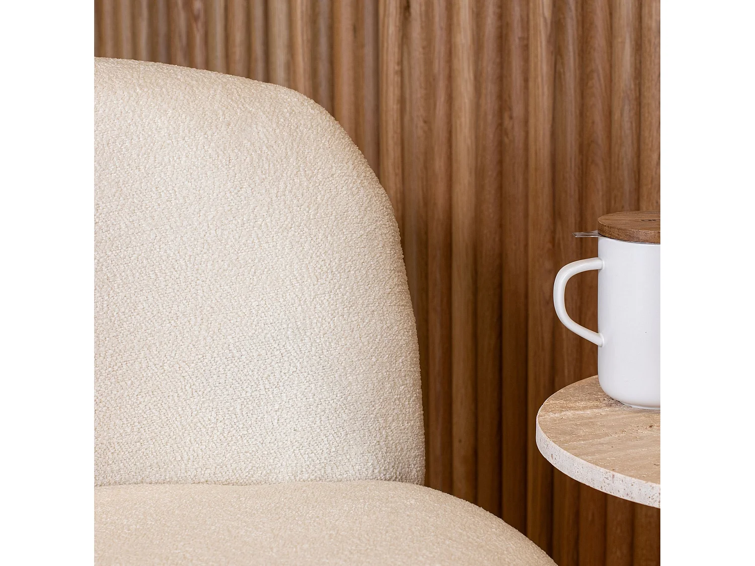 Now's Home - Fauteuil En Tissu Bouclette Ecru 74x73x72cm Malo