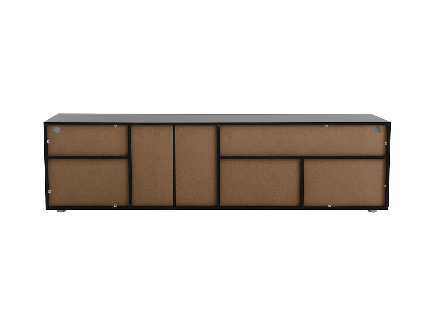 Meuble TV en MDF, avec LED 4 Modes 16 couleurs, 3 portes et 5 niche, Noir, 180x35x45cm