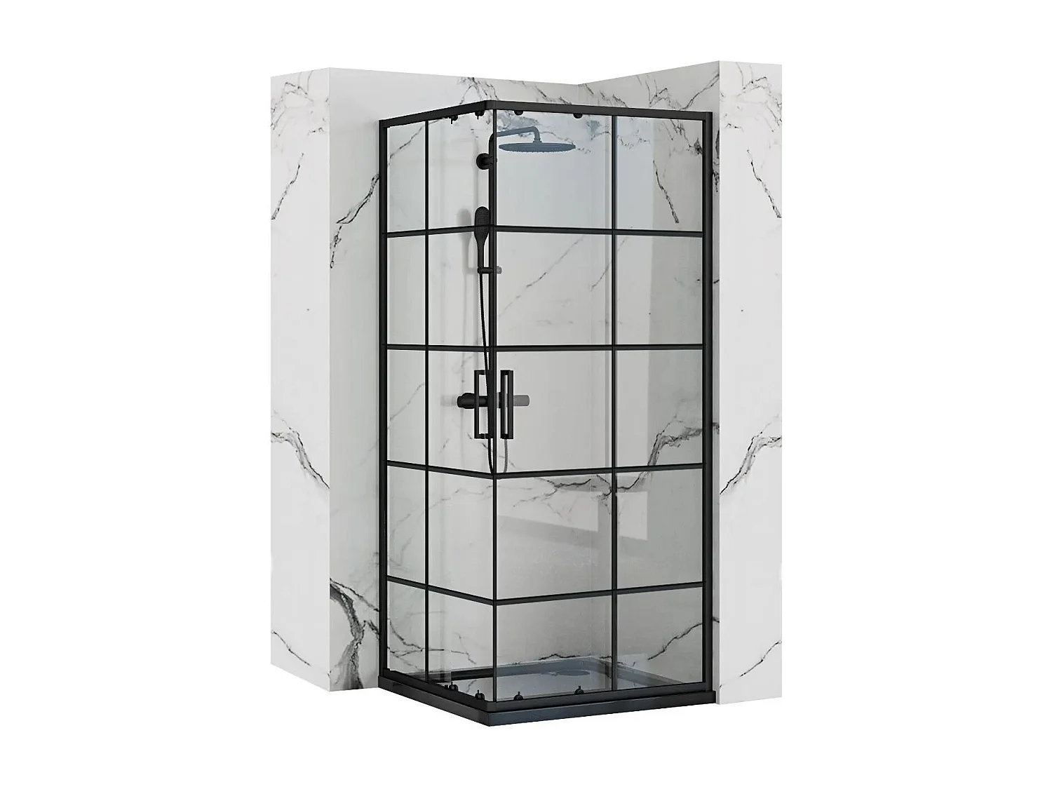 Cabine De Douche Rea Concept 90X90 Black + Receveur De Douche Savoy White