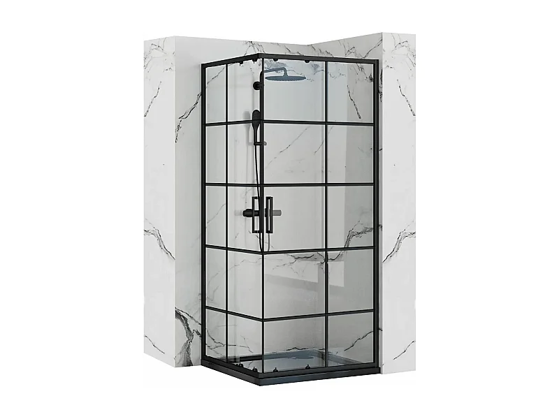 Douchecabine Rea Concept 90X90 Black + Douchebak Savoy White