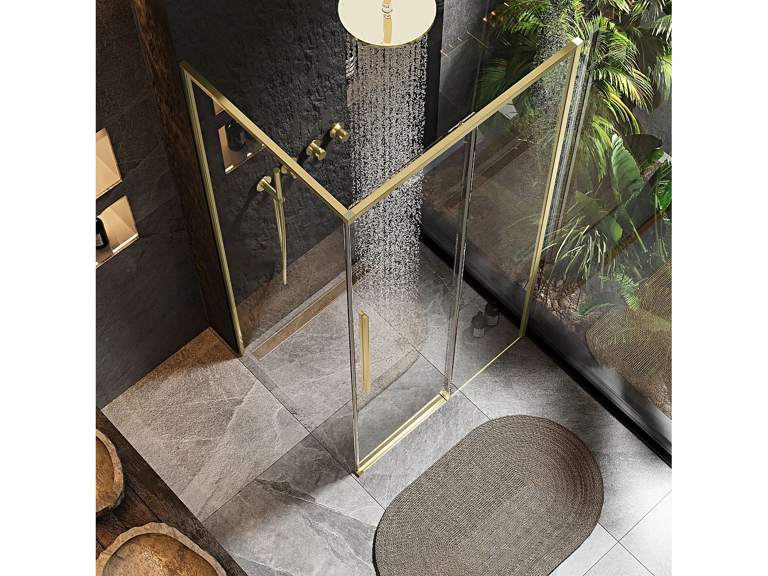 Cabine De Douche Rea Solar 80X100 Brush Gold