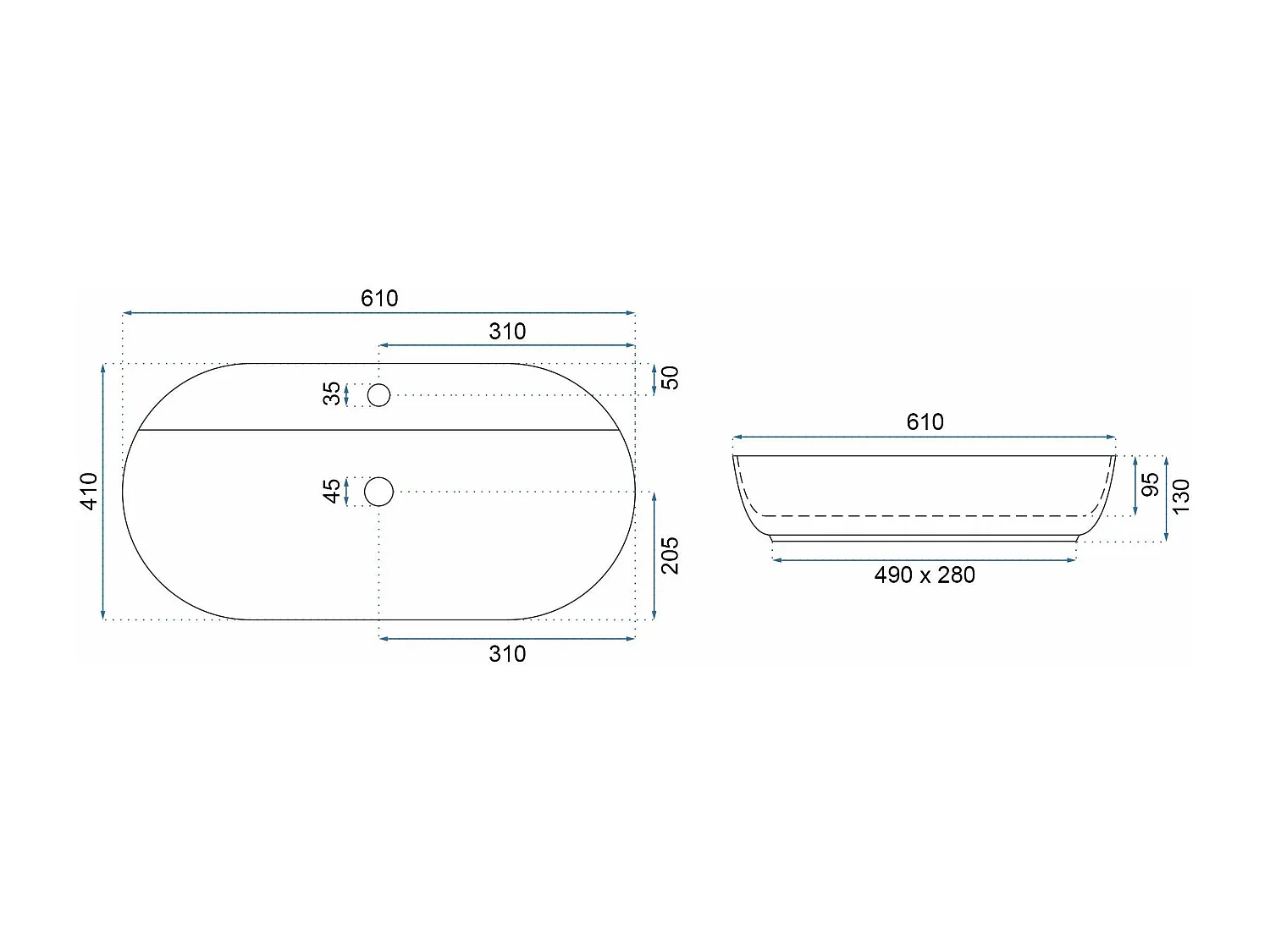 Vasque À Poser Rea Aura 61 Shiny White