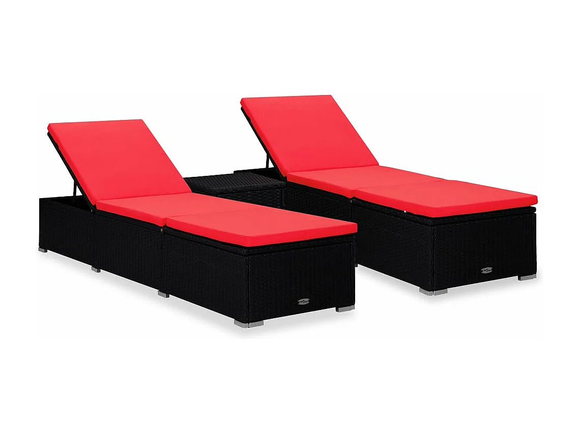 Chaises longues de jardin résine noire 195 x 60 x 31 cm 02_0011923