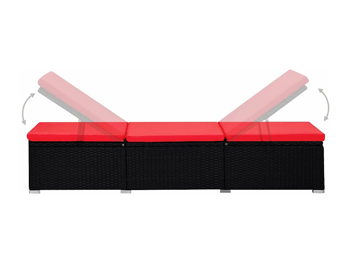 Espreguiçadeiras de jardim mesa de chá 3 peças resina tecida preta 02_0011923