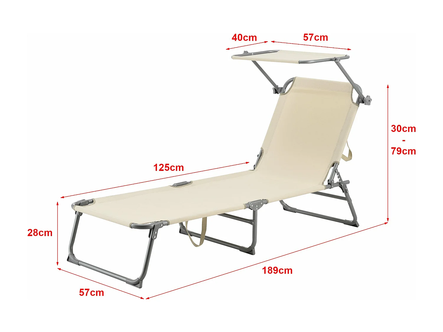 Transat bain de soleil argenté 57 x 189 x 28 cm 03_0006410