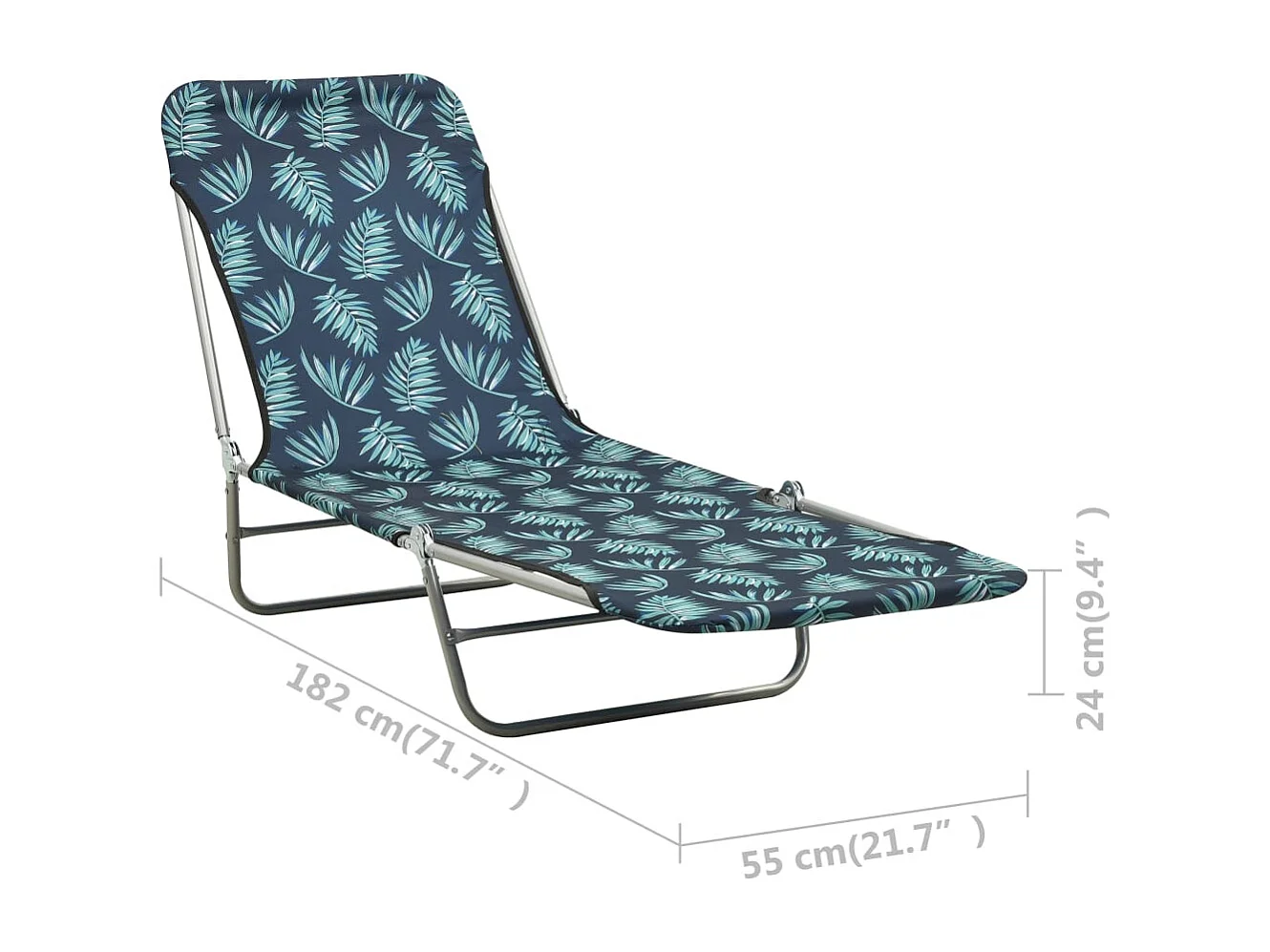 Sdraio pieghevoli 2 pezzi in acciaio e tessuto fantasia foglie 02_0011935