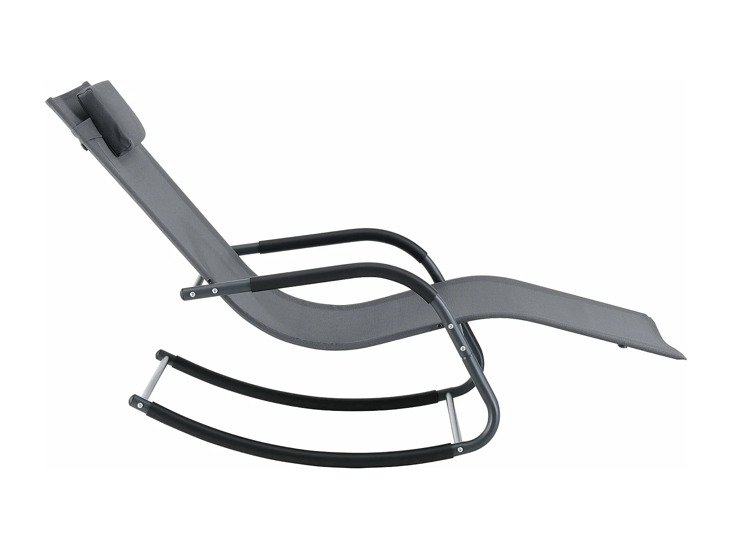 Conjunto de 2 espreguiçadeiras de balanço em aço têxtil cinza escuro 03_0006426