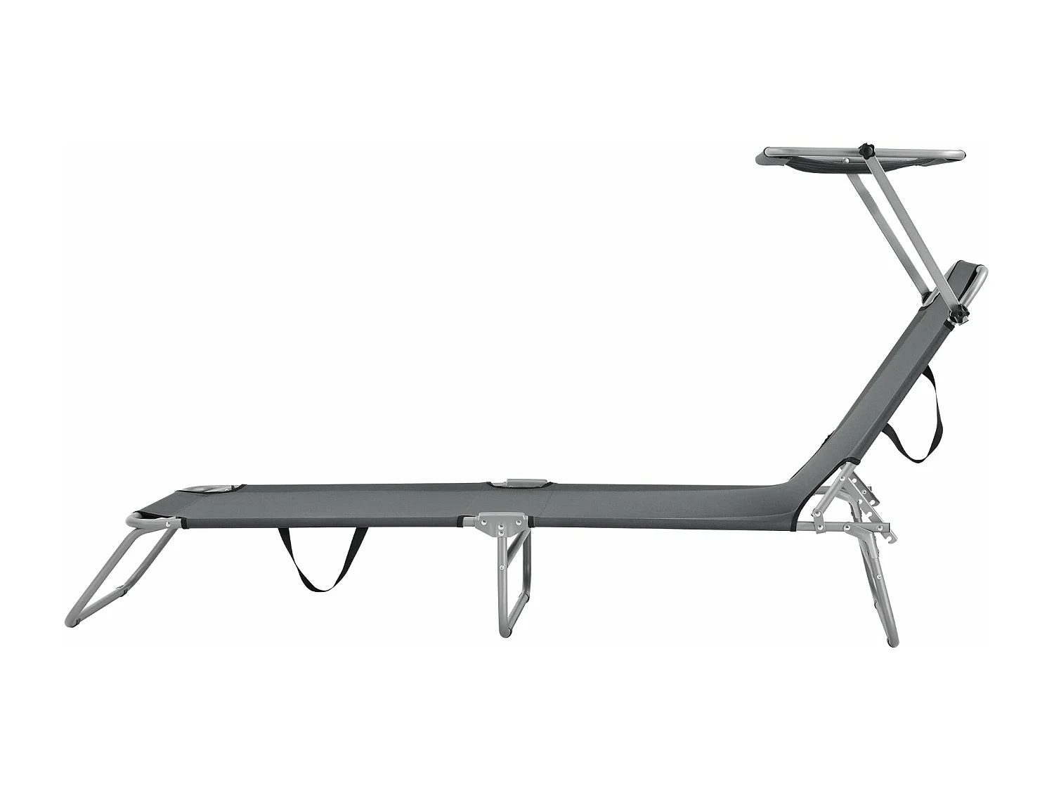 Juego de 2 tumbonas con sombrilla de acero poliéster plateado gris oscuro 03_0006428