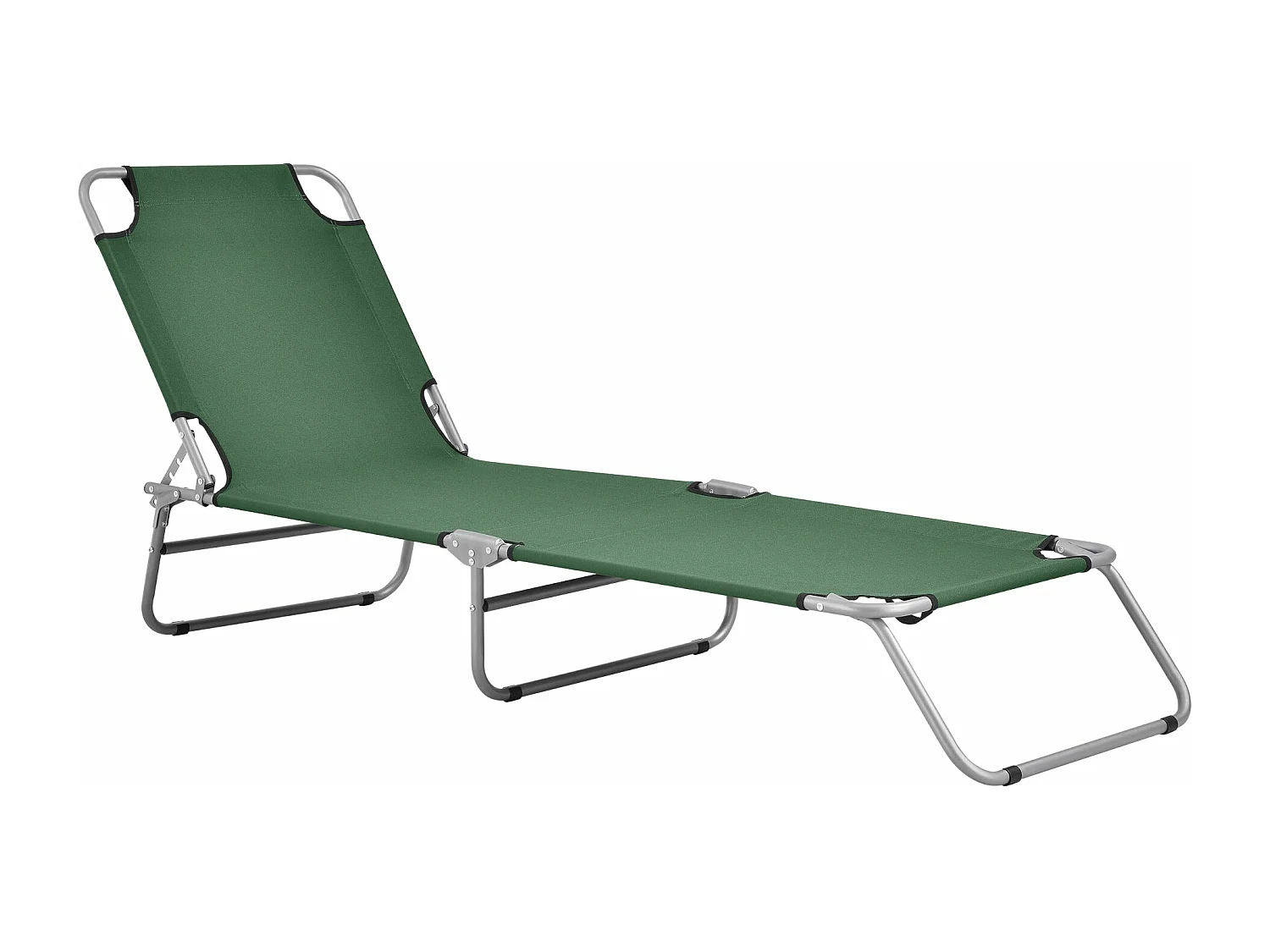 Transat inclinable acier polyester argenté 186 x 55 x 24 cm 03_0006422