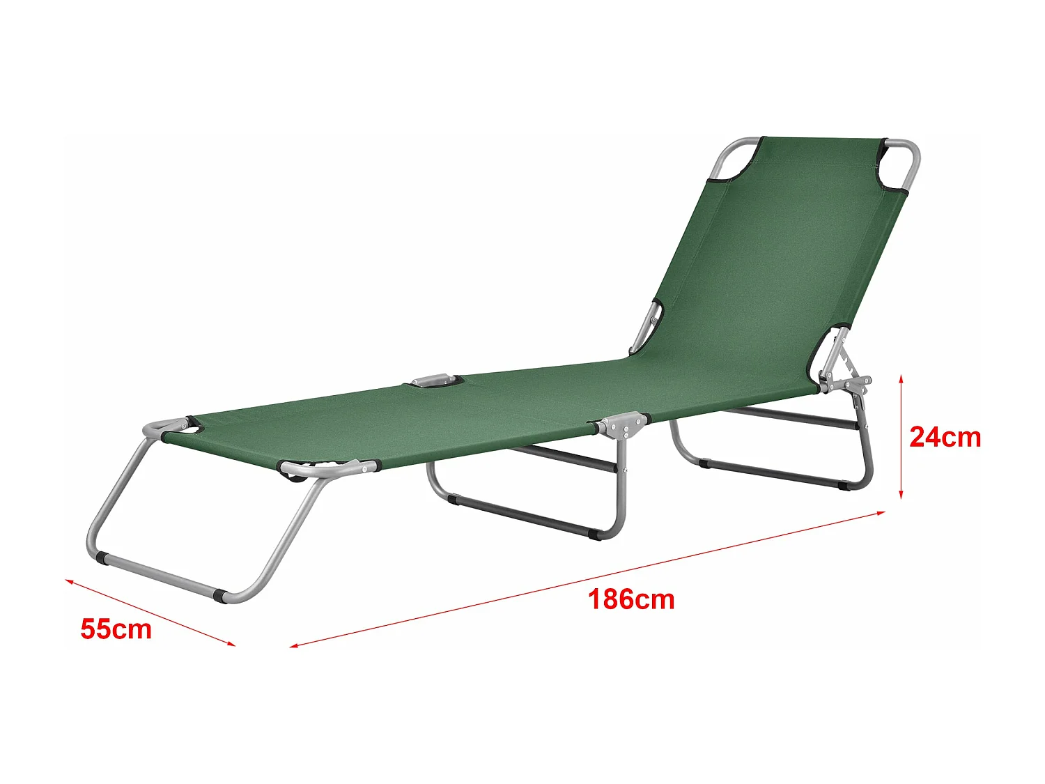 Transat inclinable acier polyester argenté 186 x 55 x 24 cm 03_0006422