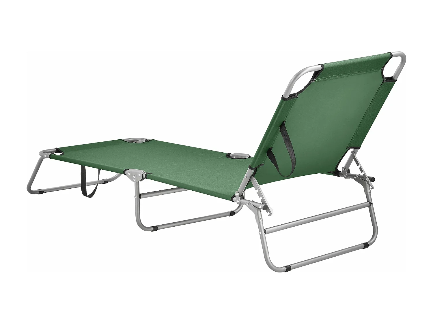 Transat inclinable acier polyester argenté 186 x 55 x 24 cm 03_0006422