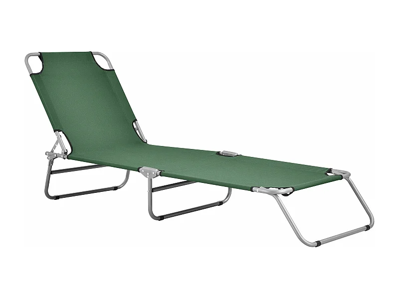 Sdraio reclinabile in acciaio poliestere argento opaco verde scuro 03_0006422